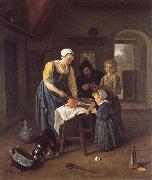 Jan Steen A Peasant Family at Mel-time oil on canvas